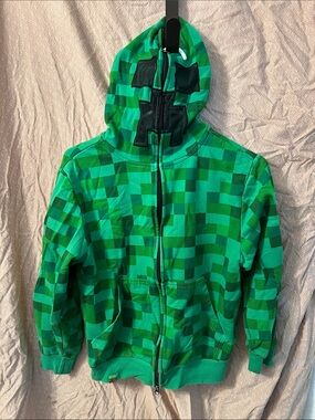 Mad Engine Minecraft Creeper Hoodie Green Youth Large